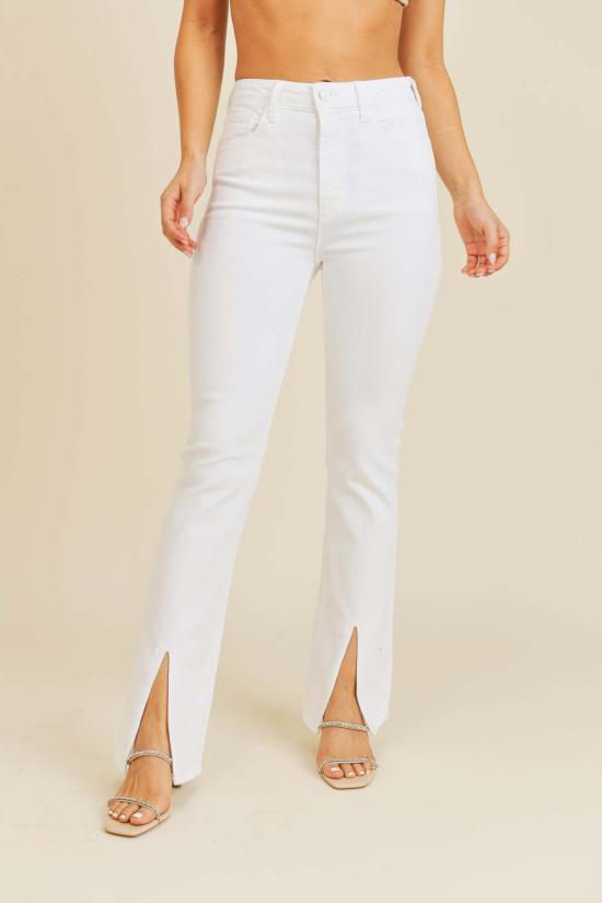  저스트 블랙 데님 데님 팬츠 앞트임 플레어 팬츠 - JUST BLACK DENIM