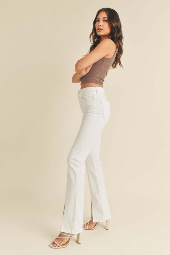  저스트 블랙 데님 데님 팬츠 앞트임 플레어 팬츠 - JUST BLACK DENIM