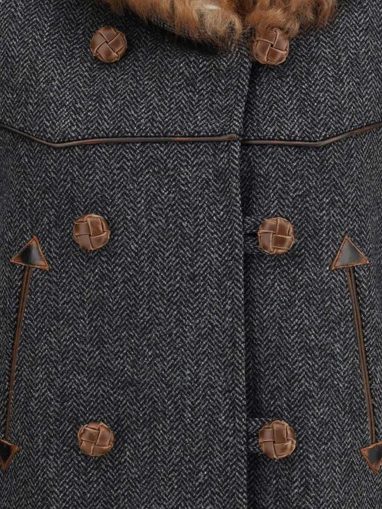  프라다 코트 더블 브레스트 카반 시어링 트리밍 - PRADA