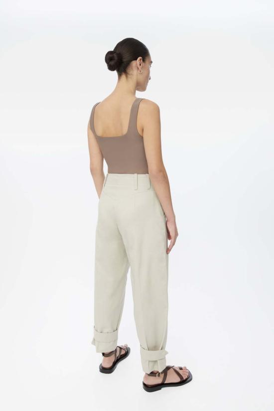  DĀL THE LABEL 스트레이트 팬츠 DĀl The Label 캔버스 코튼 유틸리티 테이퍼드 팬츠 올리브 - OTHER BRANDS