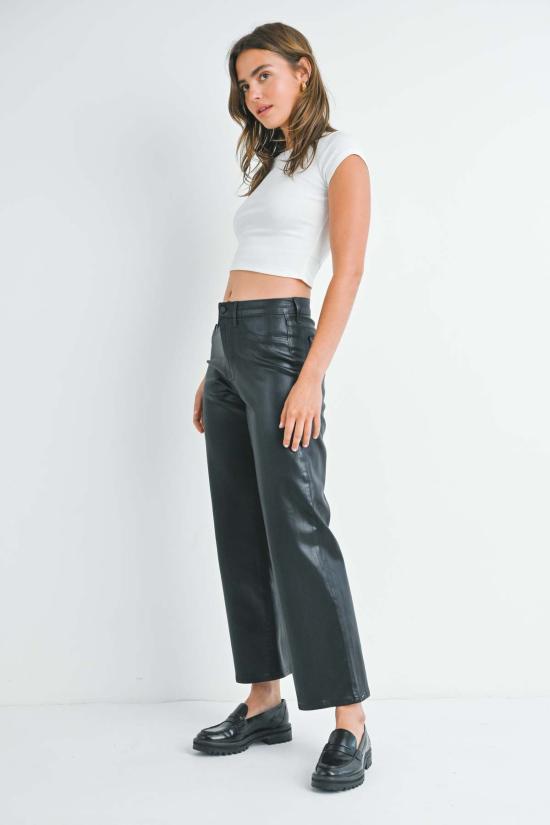  저스트 블랙 데님 데님 팬츠 코팅 스트레이트 레그 진 - JUST BLACK DENIM