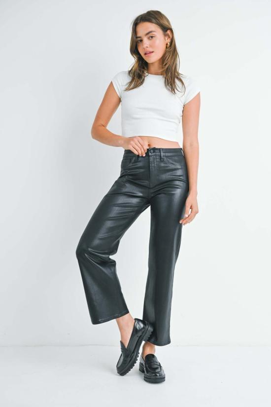  저스트 블랙 데님 데님 팬츠 코팅 스트레이트 레그 진 - JUST BLACK DENIM