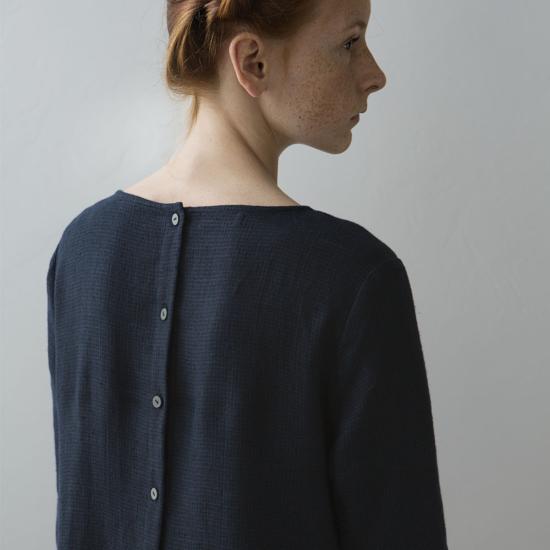  [키즈] Muku 원피스 아동용 무쿠 칼라리스 주름 드레스 다크 블루 체크 - OTHER BRANDS