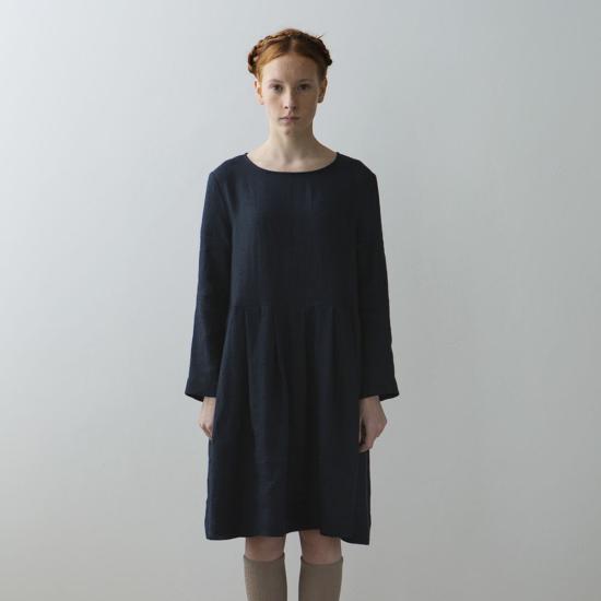  [키즈] Muku 원피스 아동용 무쿠 칼라리스 주름 드레스 다크 블루 체크