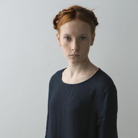  [키즈] Muku 원피스 아동용 무쿠 칼라리스 주름 드레스 다크 블루 체크 - OTHER BRANDS