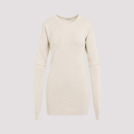  르메르 숏 원피스 니트 드레스 (탈착식 소매 포함) 라이트 크림색 - LEMAIRE