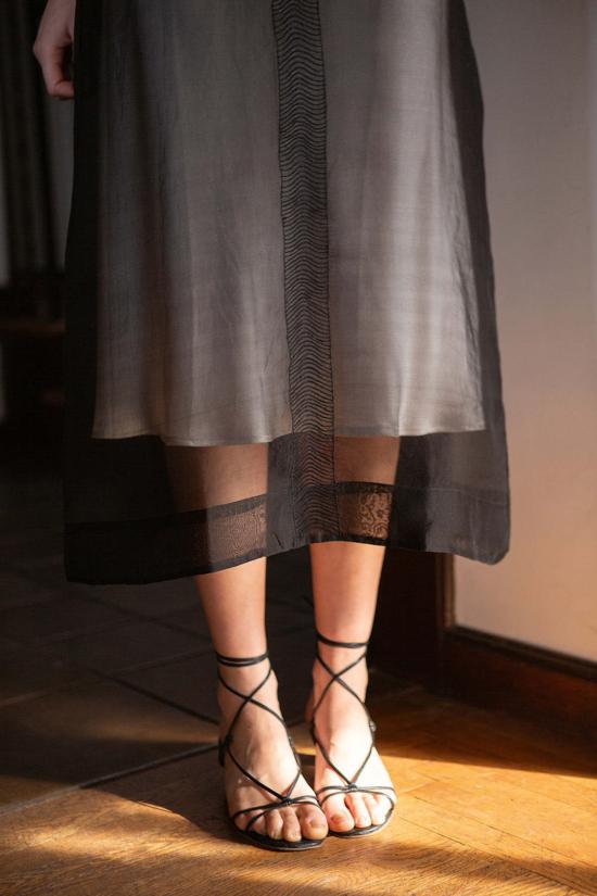  에리카 타노브 롱 원피스 에리카 타노프 가민 자수 실크 오르간자 드레스 오닉스 - ERICA TANOV