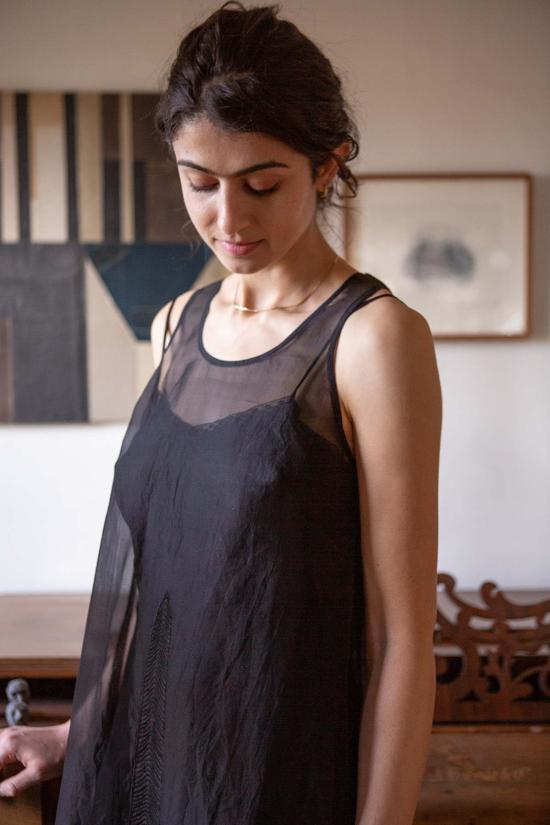  에리카 타노브 롱 원피스 에리카 타노프 가민 자수 실크 오르간자 드레스 오닉스 - ERICA TANOV