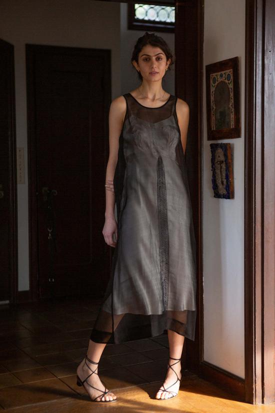  에리카 타노브 롱 원피스 에리카 타노프 가민 자수 실크 오르간자 드레스 오닉스 - ERICA TANOV