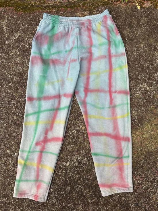  Audrey Louise Reynolds 스트레이트 팬츠 오드리 루이스 레이놀즈 유니섹스 래드 체크무늬 스트레이트 레그 코튼 스웨트 팬츠 - OTHER BRANDS