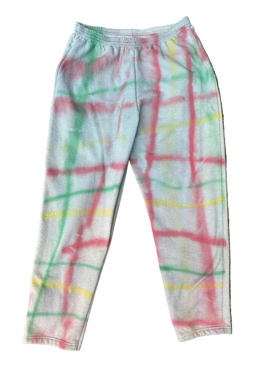  Audrey Louise Reynolds 스트레이트 팬츠 오드리 루이스 레이놀즈 유니섹스 래드 체크무늬 스트레이트 레그 코튼 스웨트 팬츠