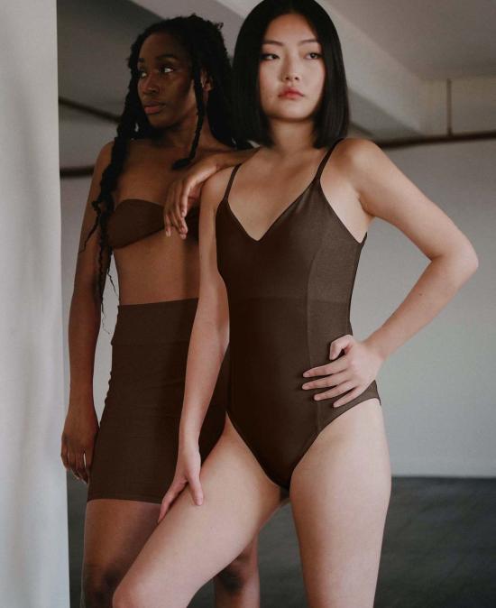  하우스라벨 바디수트 티셔츠 Hauslabel Ha 003 브이넥 바디수트 아라비카 - HAUSLABEL