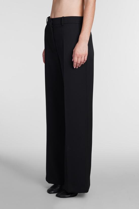  랑방 스트레이트 팬츠 하이웨이스트 울 팬츠 블랙 - LANVIN