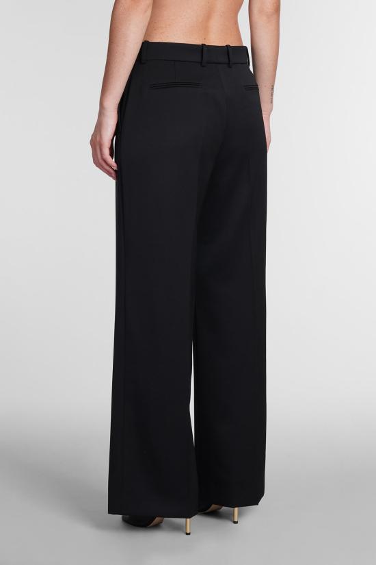  랑방 스트레이트 팬츠 하이웨이스트 울 팬츠 블랙 - LANVIN