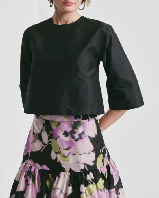  바이 티모 블라우스 티모 타프타 탑 블랙