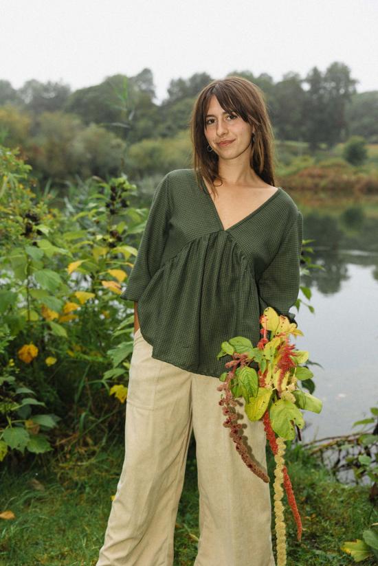  콘라도 블라우스 다리 퍼프 슬리브 탑