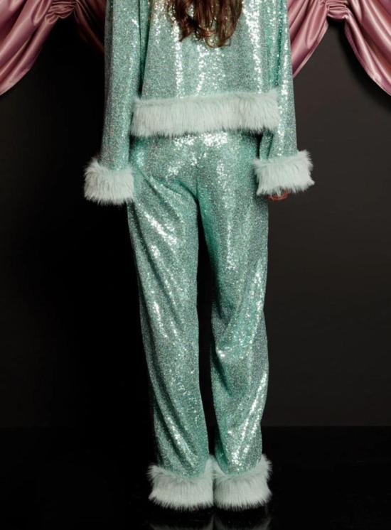  시스터 제인 스트레이트 팬츠 디스코 달링 스팽글 팬츠 터쿼이즈 그린 - SISTER JANE