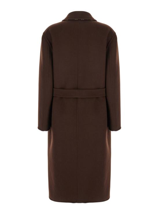  구찌 코트 리버서블 더블 브레스트  (노치드 리버스 및 벨트 포함) 브라운 - GUCCI