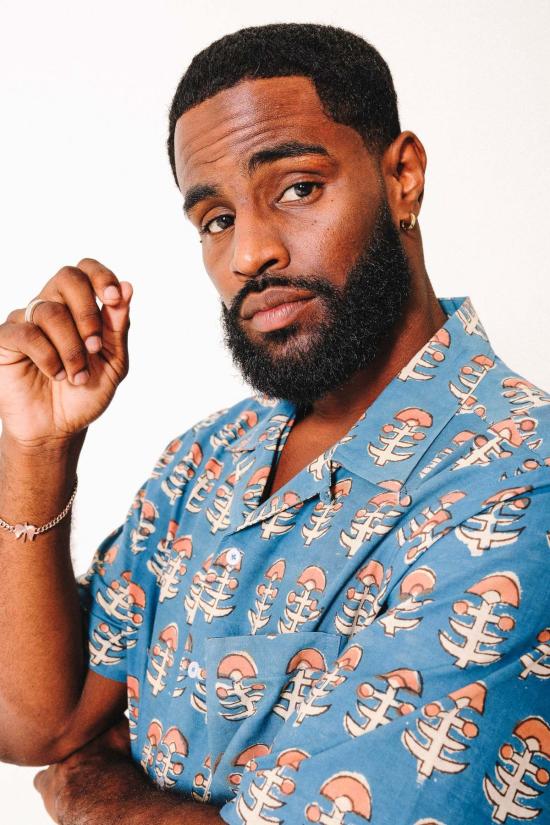  DUSHYANT. 반팔 셔츠 두샨트. 핸드 블록 프린팅 돈 캠프 칼라 , 연한 파란색 트라이벌 프린트 - DUSHYANT