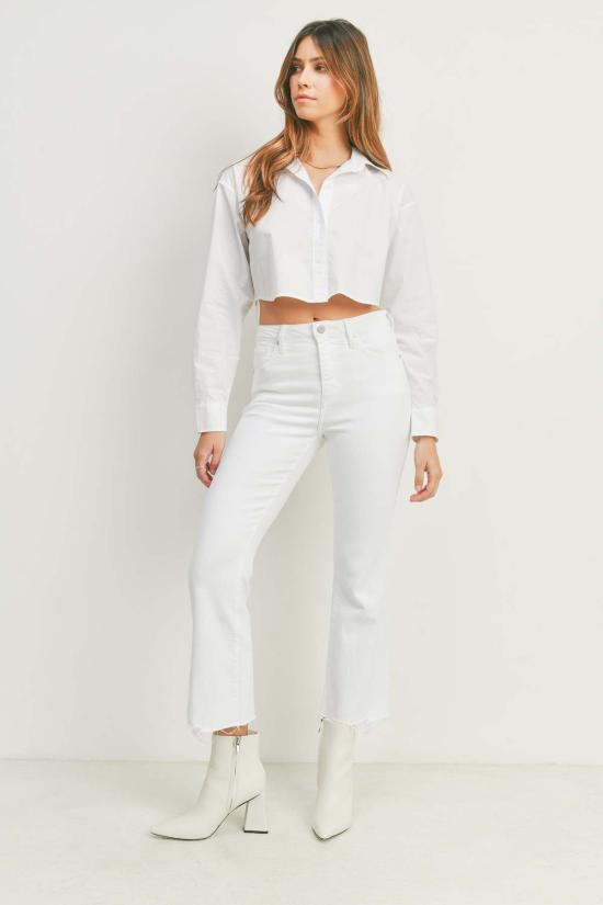  저스트 블랙 데님 데님 팬츠 빈티지 크롭 플레어 팬츠 - JUST BLACK DENIM