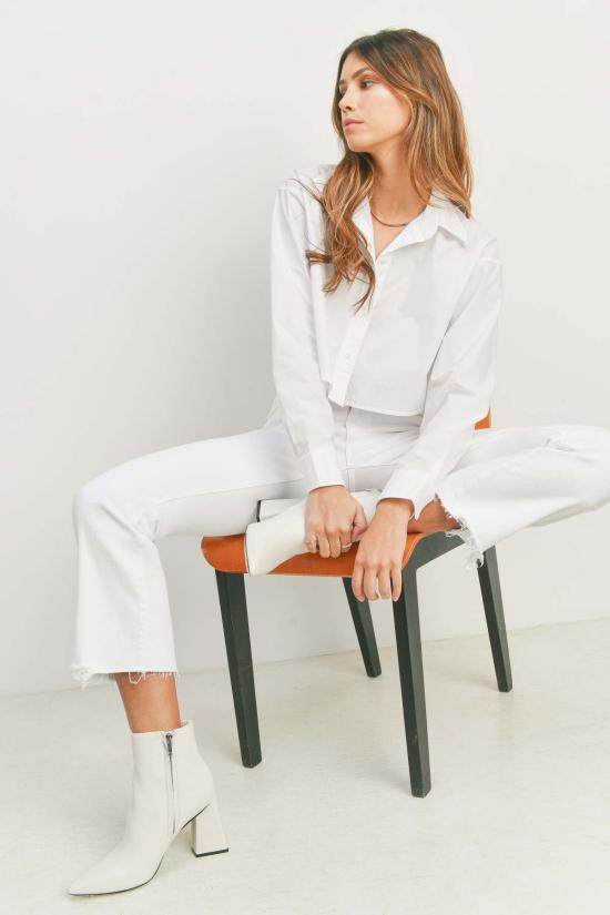  저스트 블랙 데님 데님 팬츠 빈티지 크롭 플레어 팬츠 - JUST BLACK DENIM