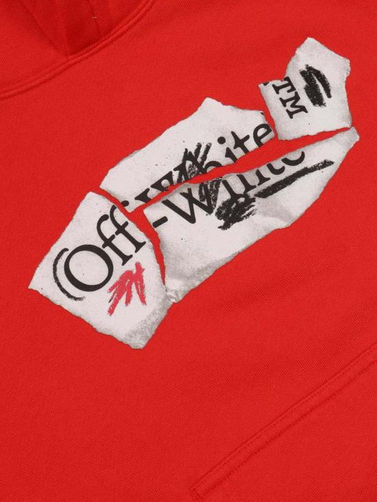  [키즈] 오프화이트 풀오버 애로우 콜라주 키즈 후드티 (레드/화이트) - OFF WHITE