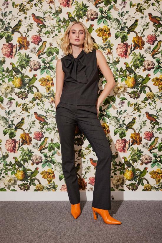  Lindsay Nicholas New York 스트레이트 팬츠 린지 니콜라스 뉴욕 엘리자베스 트라우저 초콜릿 프린스 오브 웨일스 체크 - OTHER BRANDS