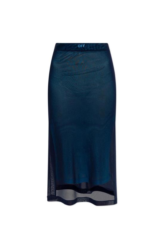  오프화이트 미디 스커트 스커트 (로고 포함, 파란색)