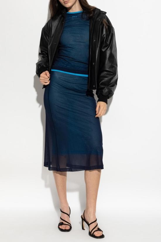  오프화이트 미디 스커트 스커트 (로고 포함, 파란색) - OFF WHITE