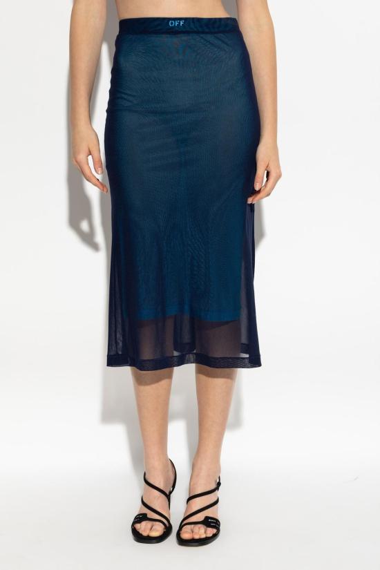  오프화이트 미디 스커트 스커트 (로고 포함, 파란색) - OFF WHITE