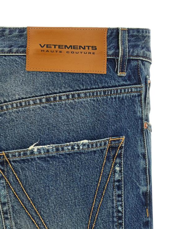  베트멍 데님 팬츠 디스트레스드 배기 진 블루 - VETEMENTS