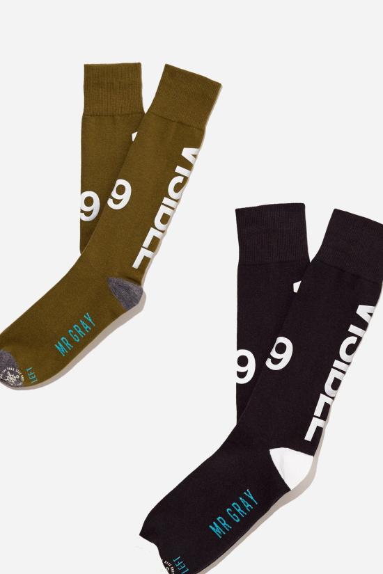  미스터 그레이 양말 3M 반사 잉크 프린팅  (올리브/블랙)