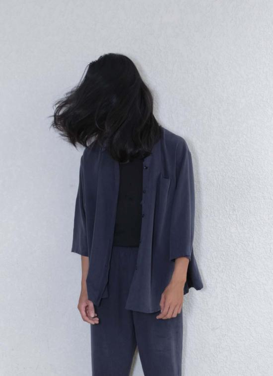  KAAREM 셔츠 카렘 소트 3/4 소매 버튼업 포켓 셔츠 다크 블루 - KAAREM