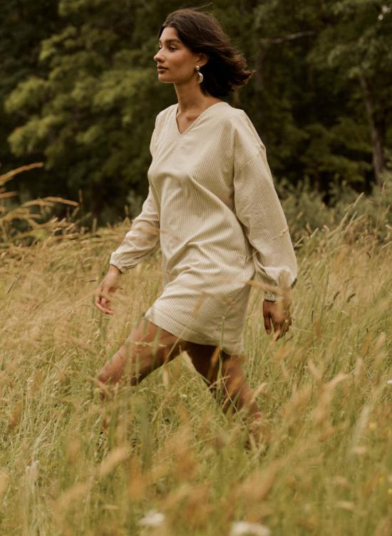  시크 콜렉티브 숏 원피스 Seek Collective Katie Dress Matcha Stripe