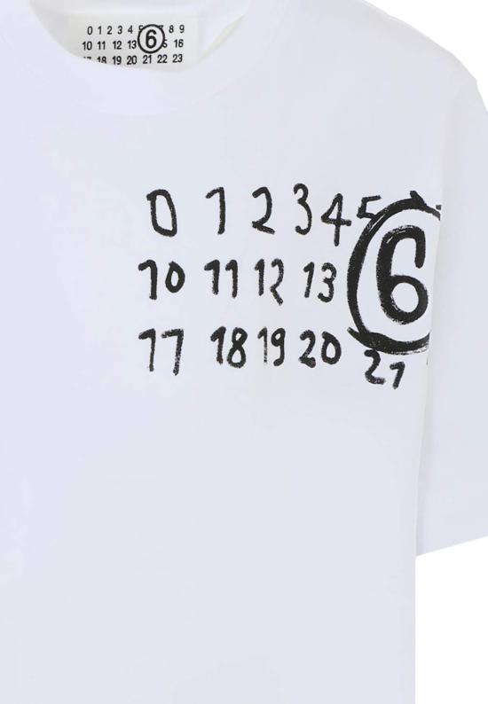  [키즈] MM6 메종마르지엘라 탑 키즈 MM6 메종 마르지엘라 로고 티셔츠 화이트 - MM6 MAISON MARGIELA