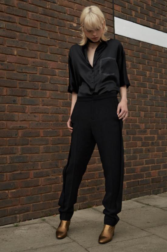  Markoo 셔츠 마르쿠 실크 버튼다운 블랙 - OTHER BRANDS