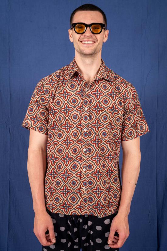  DUSHYANT. 반팔 셔츠 Dushyant. 포크 반소매 셔츠 Ajrakh Diamond Print - OTHER BRANDS