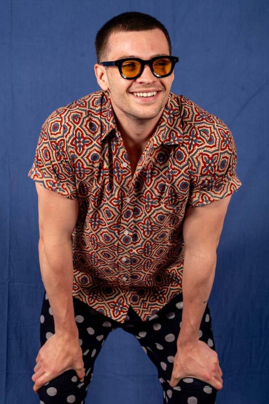  DUSHYANT. 반팔 셔츠 Dushyant. 포크 반소매 셔츠 Ajrakh Diamond Print - DUSHYANT