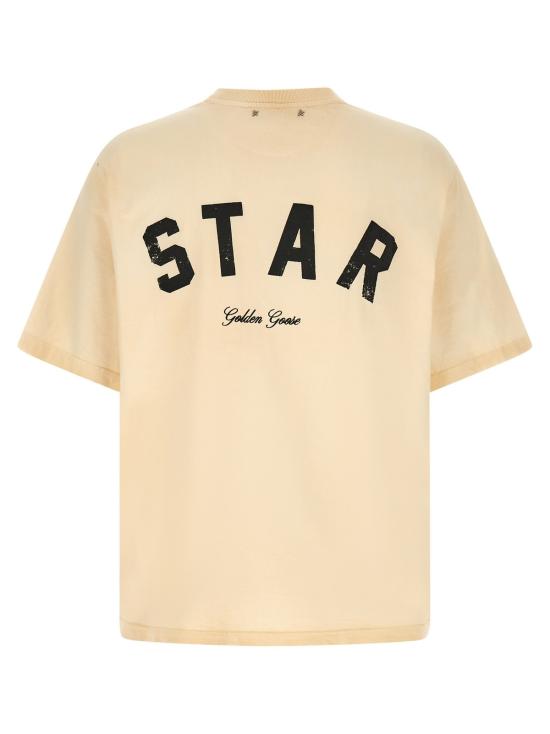  골든구스 탑 골든 구스 로고 티셔츠 베이지 - GOLDEN GOOSE