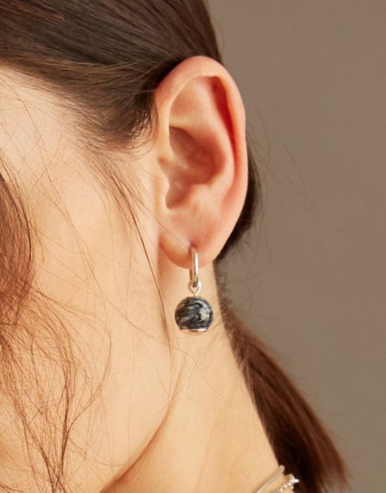  클레드 이어링 드롭 후프  퓨어 마블