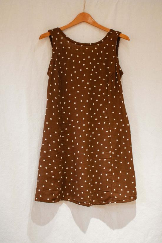  콘라도 숏 원피스 갈 폴카 도트 미니 드레스 - CONRADO