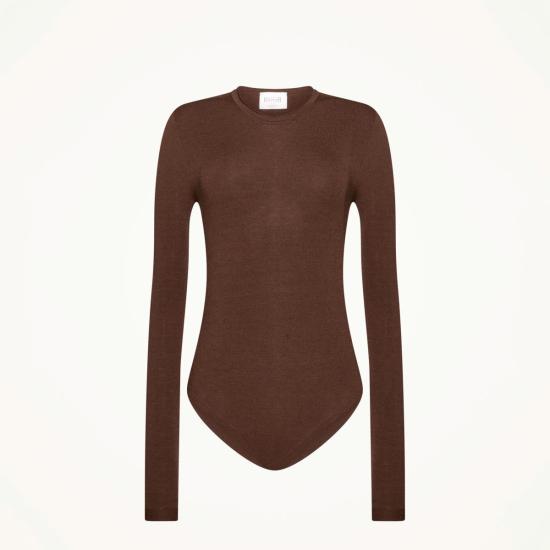  월포드 바디수트 티셔츠 울포드 메리노 바디수트 브라운 엄버