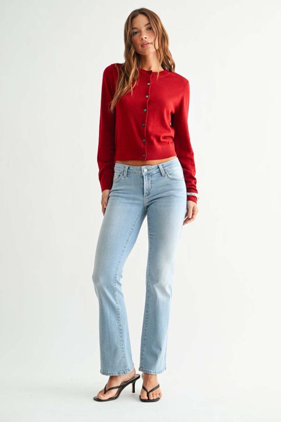  저스트 블랙 데님 데님 팬츠 슈퍼 로우 라이즈 플레어 진 라이트 데님 - JUST BLACK DENIM