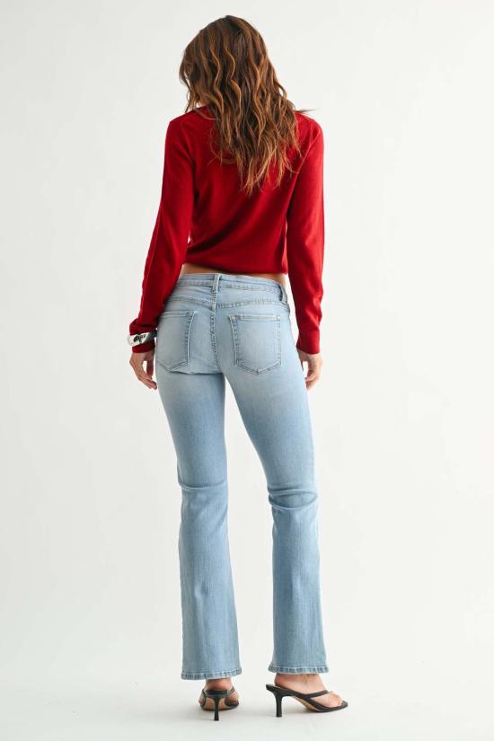  저스트 블랙 데님 데님 팬츠 슈퍼 로우 라이즈 플레어 진 라이트 데님 - JUST BLACK DENIM