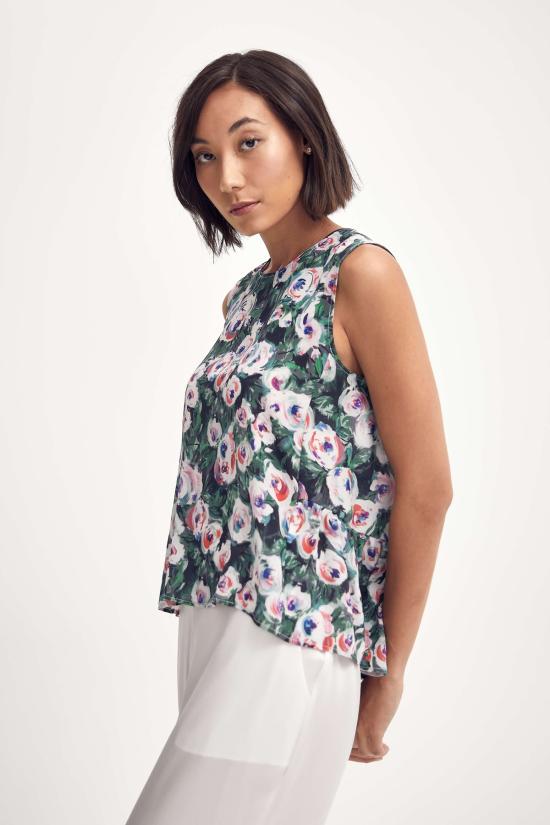  린제이 니콜라스 뉴욕 블라우스 린지 니콜라스 뉴욕 실크 페플럼 탑 핑크/그린 피오니 - LINDSAY NICHOLAS NEW YORK