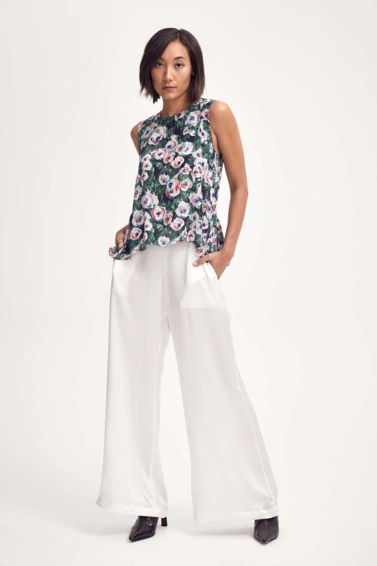  린제이 니콜라스 뉴욕 블라우스 린지 니콜라스 뉴욕 실크 페플럼 탑 핑크/그린 피오니 - LINDSAY NICHOLAS NEW YORK