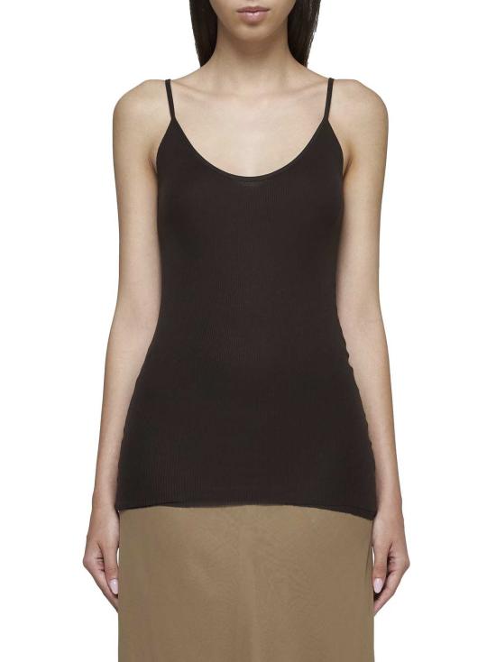  케이트 민소매 티셔츠 Khaite Selee 골지 소매  다크 브라운 - KHAITE