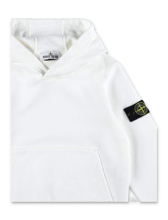  [키즈] 스톤 아일랜드 풀오버 키즈  후드티 베이직 후드티 화이트 - STONE ISLAND