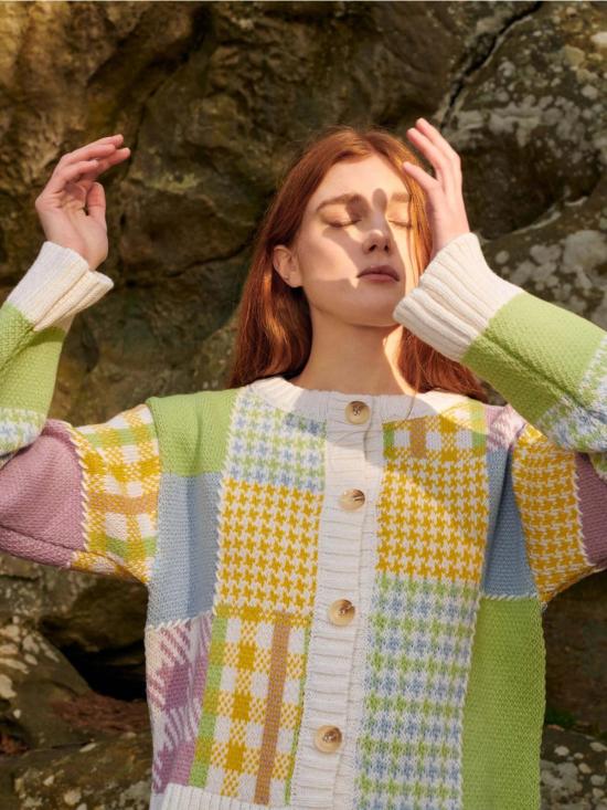  지지 니트웨어 가디건 패치워크