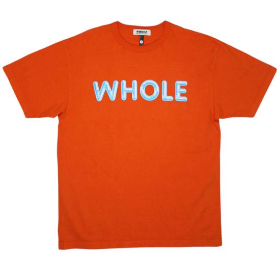  WHOLE 반팔 티셔츠 남녀공용 전체 크롬 로고 번트 오렌지
